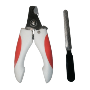 Dog cat nail clipper with steel blade plastic handle and steel filer