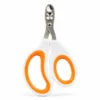 Spring steel pet nail clipper for cats and small dogs with white and orange scissor handles.
