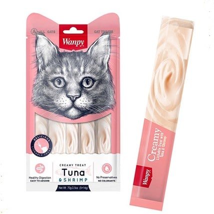 Wanpy Creamy Treats Cats Tuna and Shrimp 35g – soft creamy cat treat with tuna and shrimp
