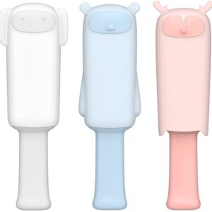 Dog and cat cartoon grooming brush with self-cleaning storage
