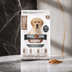 Procan Puppy Dog Food 3 Kg – High protein, vitamin-rich puppy food made in Pakistan, available at Reem Pet Store.