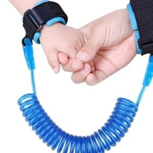 Child Anti Lost Wrist Link – safe PU cord wrist strap with steel wire and soft cuffs for kids and adults