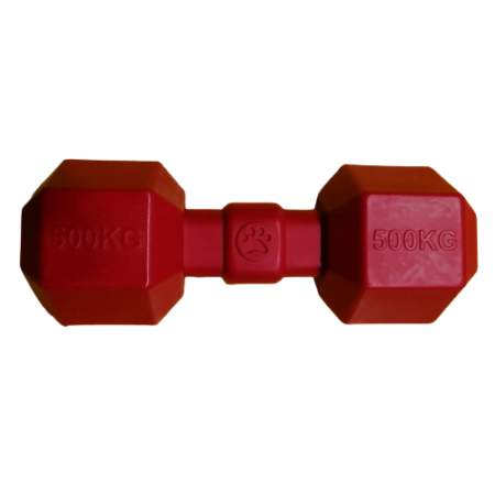 Red Rubber Dumbbell Dog Toy
