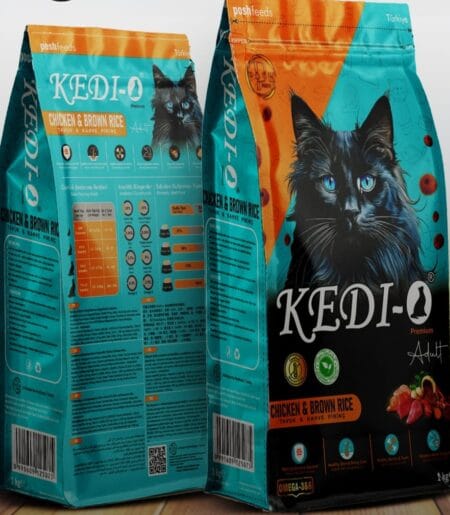 Kedio Cat Food with Chicken and Brown Rice 1kg – nutritious dry cat food with chicken and brown rice