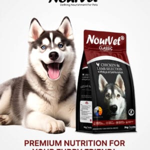 Nourvet Dog Food with Chicken and Lamb – Premium dual protein formula for all dog breeds at Reem Pet Store Pakistan.