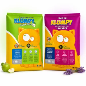 Klumpy Green Apple and Lavender Premium Cat Litter 16 Litre bags.