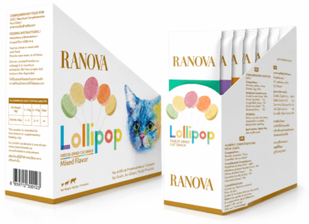 Image shows boxes of Ronova Cat Lollipos