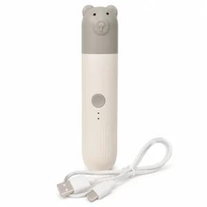 USB pet nail grinder for cats and dogs with charging cable.