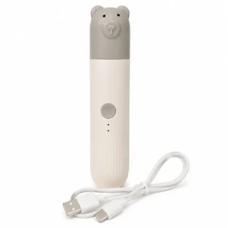 USB pet nail grinder for cats and dogs with charging cable.
