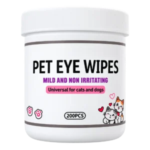 Pet Eye Wipes for cats and dogs in a 200-piece jar