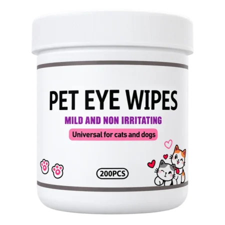 Pet Eye Wipes for cats and dogs in a 200-piece jar