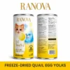 Golden freeze-dried quail egg yolk treats made from 100% quail egg yolk with at least 8% lecithin.