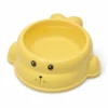 Yellow seal-shaped cat feeding bowl filled with fresh water