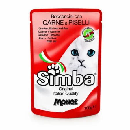 Simba Beef and Peas Cat Food 100g wet food pouch for adult cats