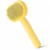 Yellow cats and dogs grooming slicker brush with fine stainless-steel pins.