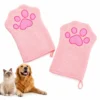 Pink microfiber pet bath gloves for cats and dogs