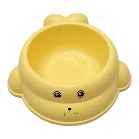 Yellow seal-shaped cat feeding bowl for cats and kittens