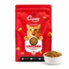 Crunchy Cat Food Chicken 1kg packet with bowl of dry kibble
