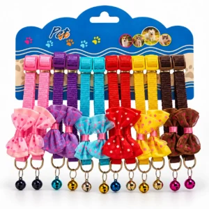 Adjustable bow tie collar with bell for cats and small dogs